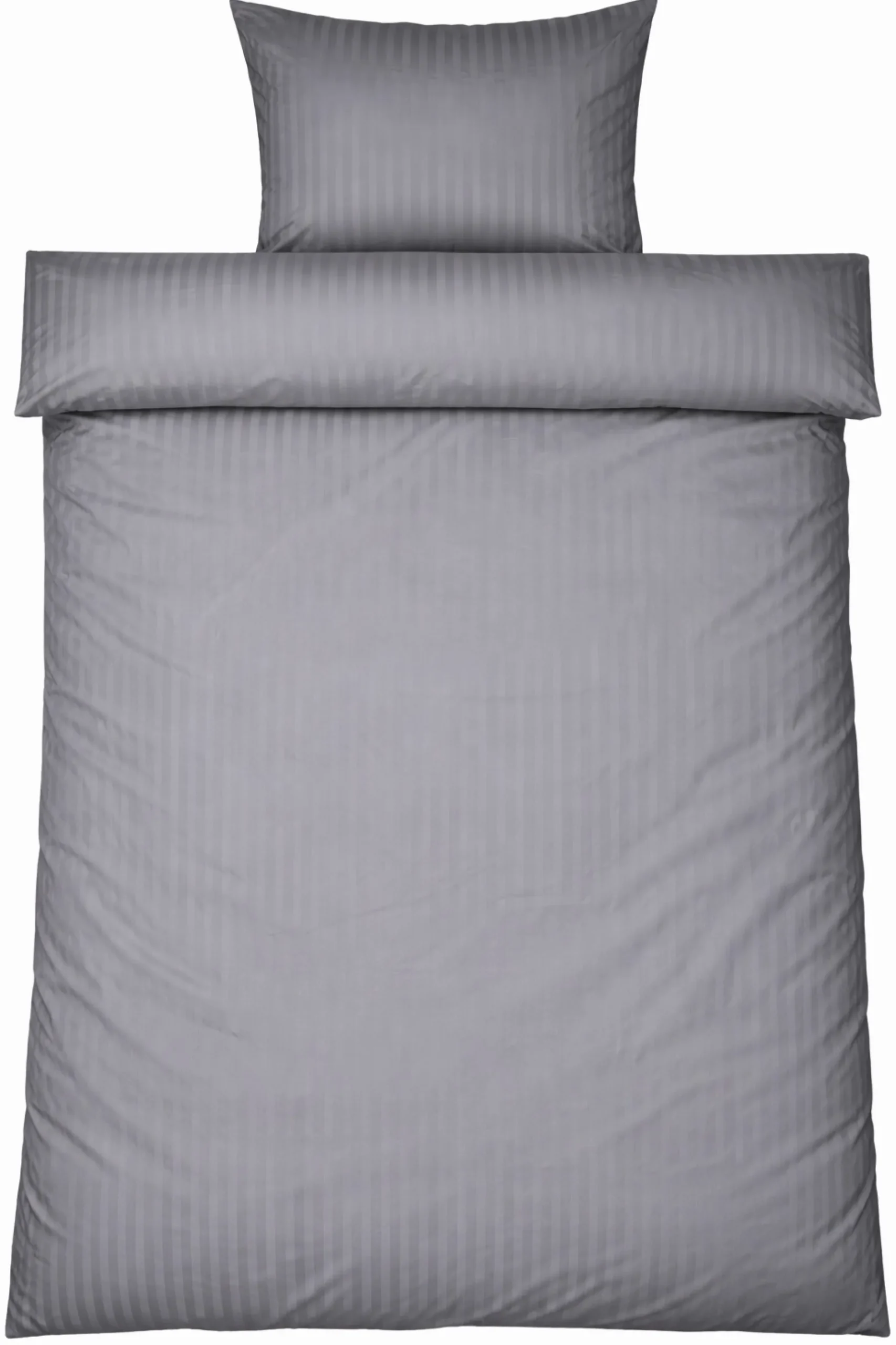 Dobbelt sengetøj 240x220 cm - 100% bomuldssatin - Klassisk lysegrå striber