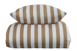 Dobbelt sengetøj 200x220 cm - 100% bomuldssatin - Nordic Stripe - Sandfarvet striber