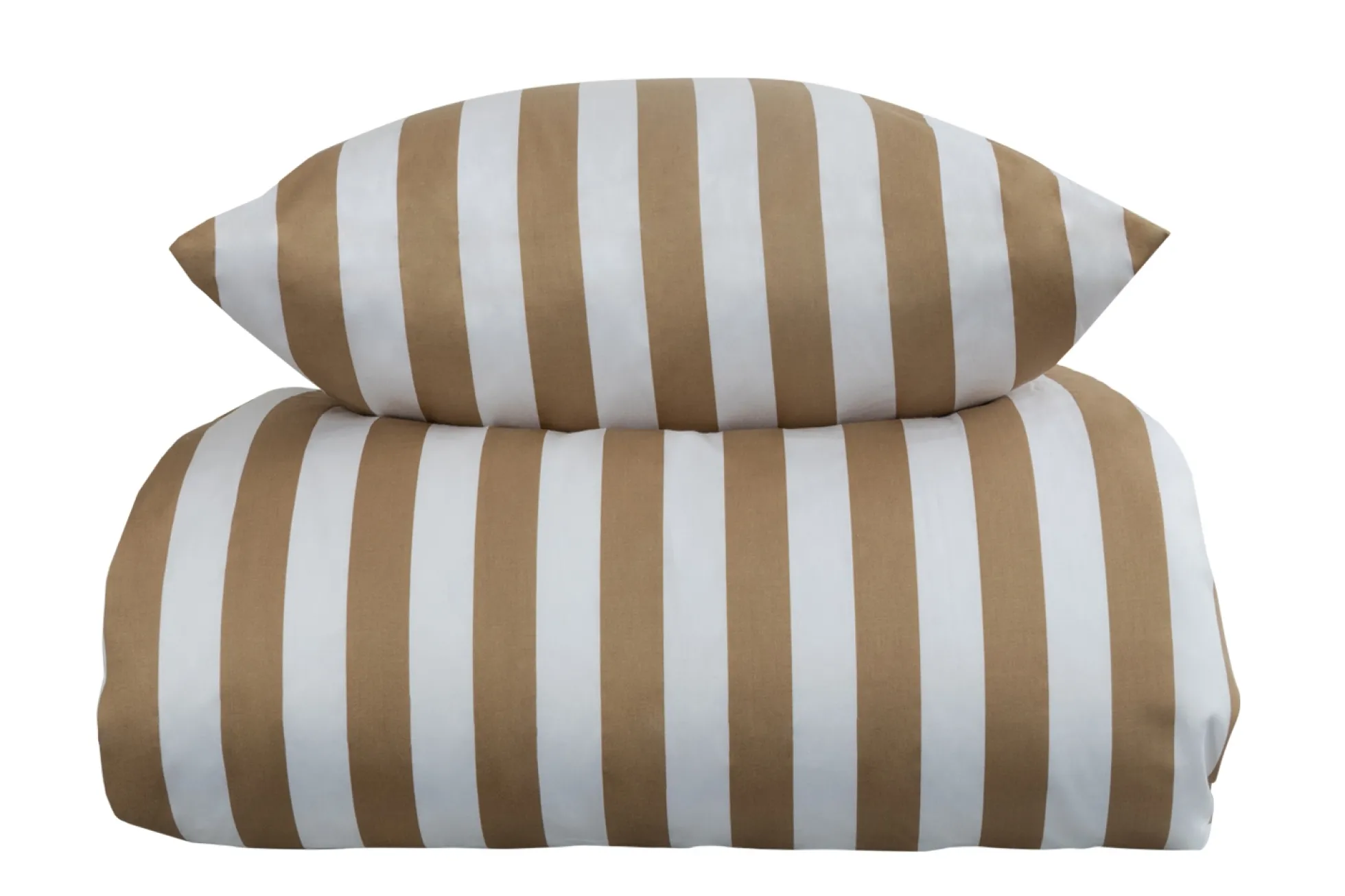 Dobbelt sengetøj 200x220 cm - 100% bomuldssatin - Nordic Stripe - Sandfarvet striber