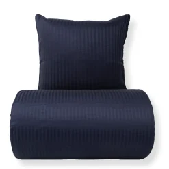 Dobbelt sengetøj 200x220 cm - 100% bomuldssatin - Klassisk mørkeblå striber