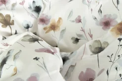 Dobbelt sengetøj 200x220 cm - Bomuldssatin - Hvidt blomster print