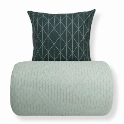 Dobbelt sengetøj 200x220 cm - 100% Bomuld - Vendbart med grønt harlequin design