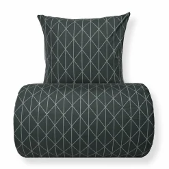 Dobbelt sengetøj 200x220 cm - 100% Bomuld - Vendbart med grønt harlequin design