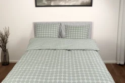 Dobbelt sengetøj 240x220 cm - 100% Bomuld - Vendbart med grønne cirkler