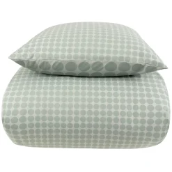 Dobbelt sengetøj 240x220 cm - 100% Bomuld - Vendbart med grønne cirkler