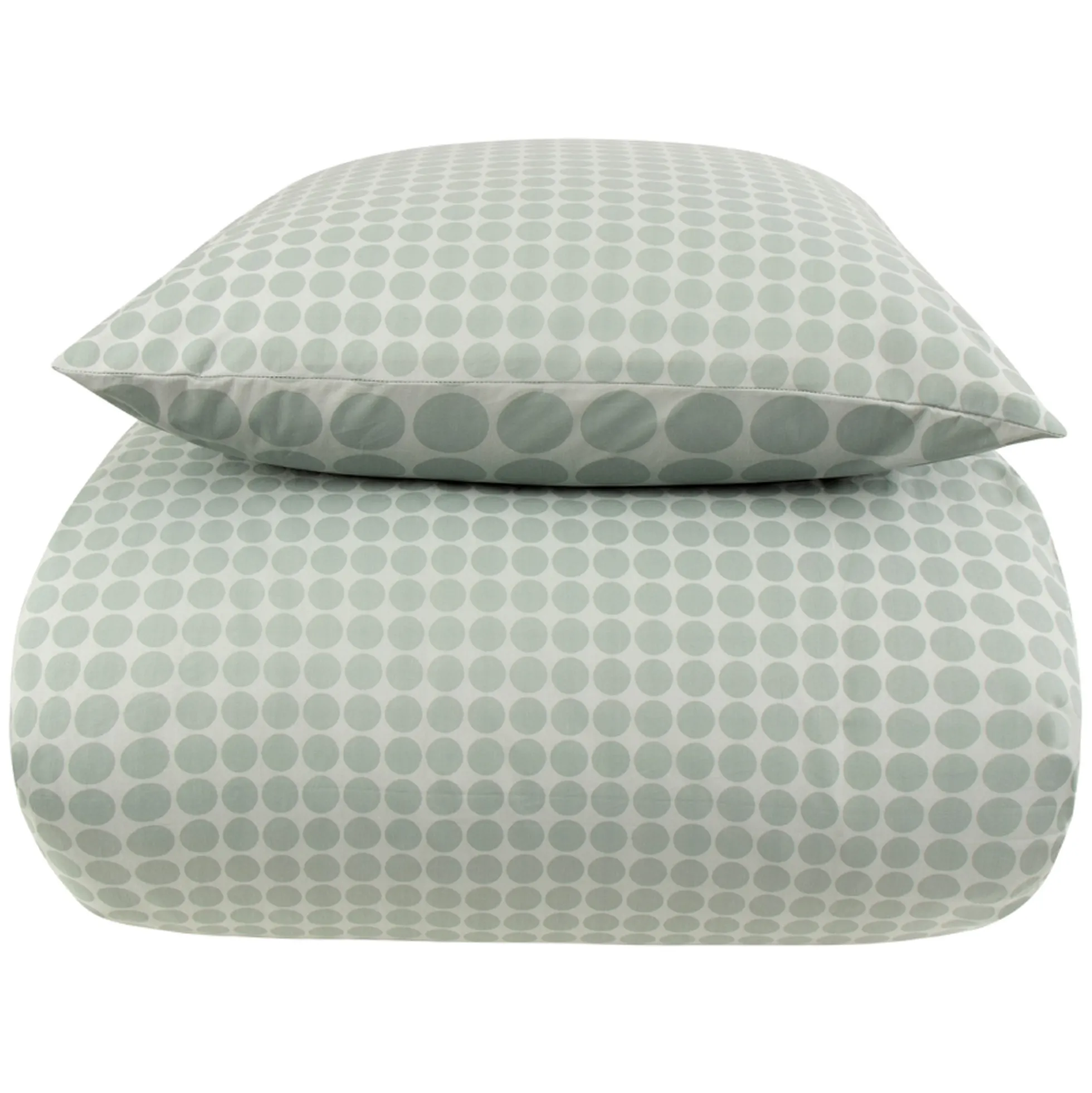 Dobbelt sengetøj 240x220 cm - 100% Bomuld - Vendbart med grønne cirkler