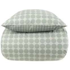Dobbelt sengetøj 240x220 cm - 100% Bomuld - Vendbart med grønne cirkler