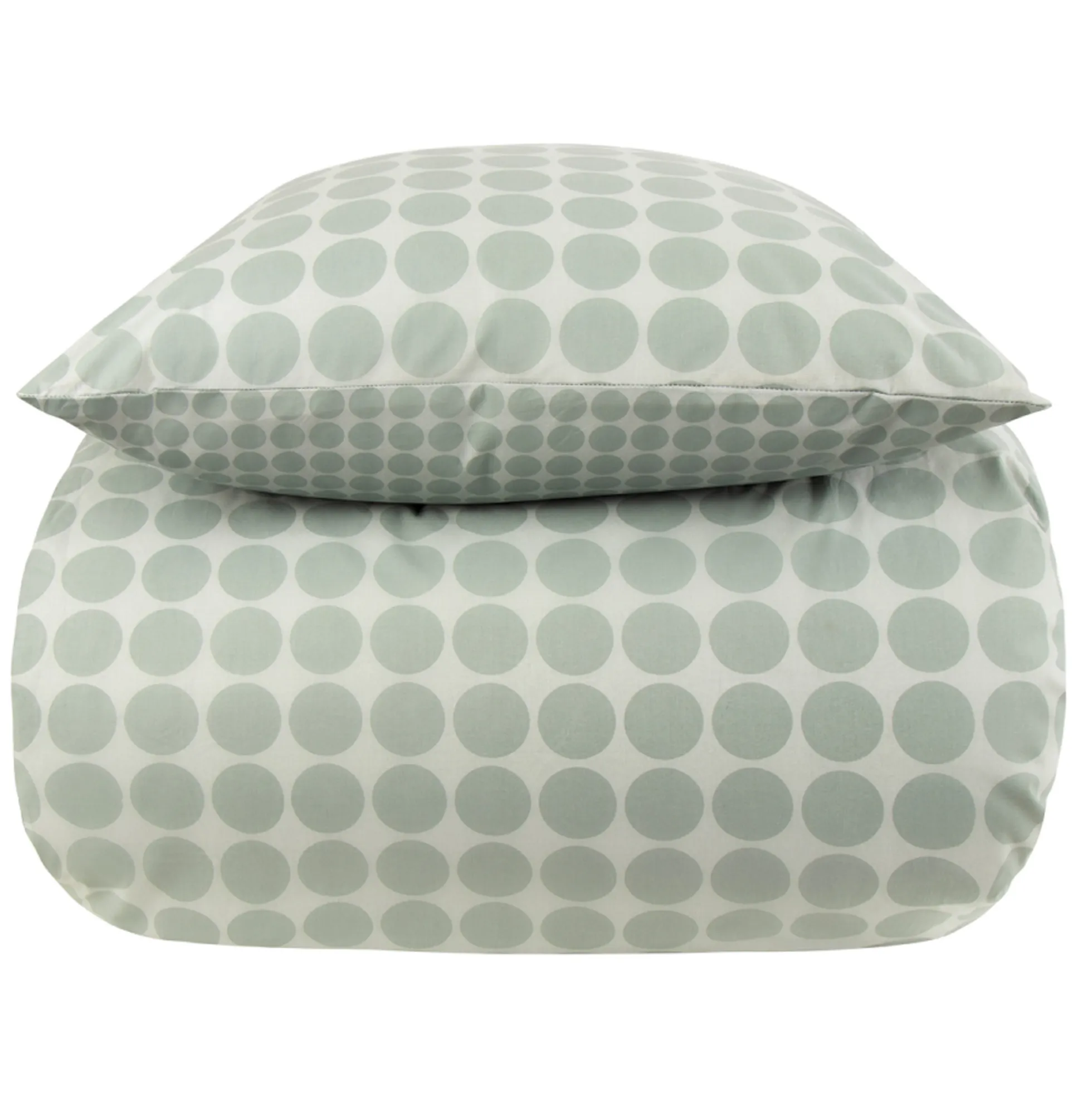 Dobbelt sengetøj 240x220 cm - 100% Bomuld - Vendbart med grønne cirkler