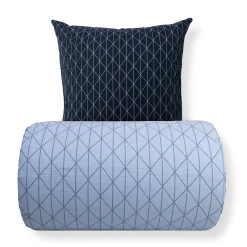 Dobbelt sengetøj 240x220 cm - 100% Bomuld - Vendbart med blåt harlequin design