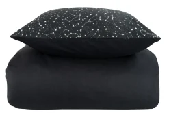Dobbelt sengetøj 200x220 cm - 100% Bomuld - Zodiac black - Vendbart med stjerner