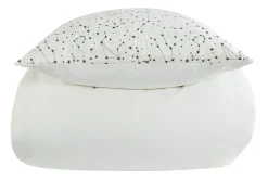 Dobbelt sengetøj 240x220 cm - 100% Bomuld - Zodiac white - Vendbart med stjerner