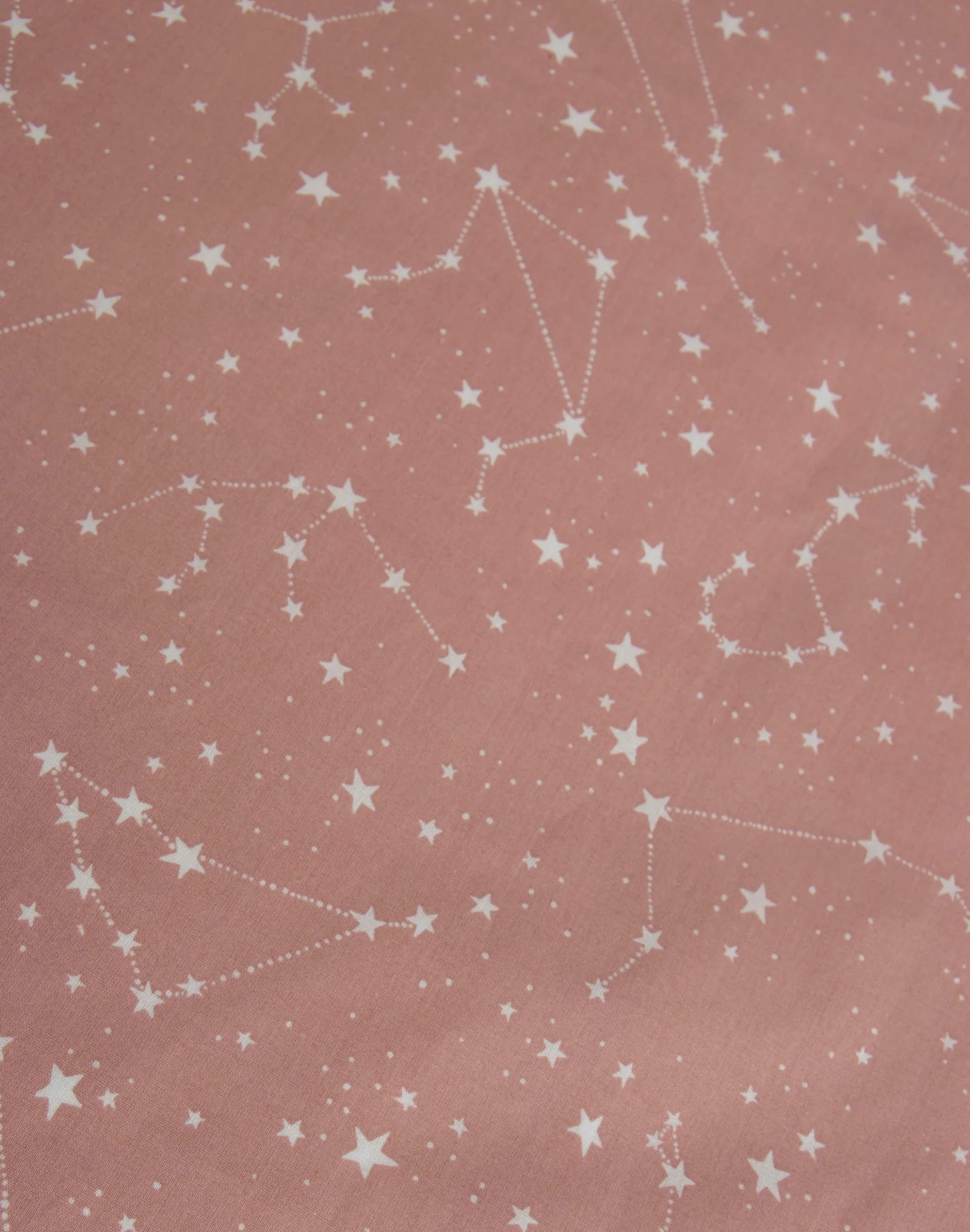 Dobbelt sengetøj 240x220 cm - 100% Bomuld - Zodiac peach - Vendbart med stjerner