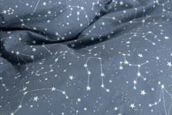 Dobbelt sengetøj 200x200 cm - 100% Bomuld - Zodiac blue - Vendbart med stjerner