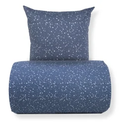 Dobbelt sengetøj 200x200 cm - 100% Bomuld - Zodiac blue - Vendbart med stjerner