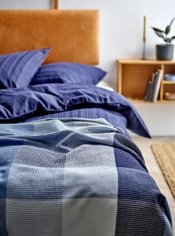 Dobbelt sengetøj 200x220 cm - 100% Damaskvævet bomuldssatin - Södahl Noble - Blå