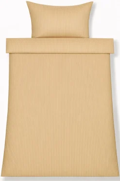 Dobbelt sengetøj 240x220 cm - Egyptisk bomuld - Beige jacquardvævede striber