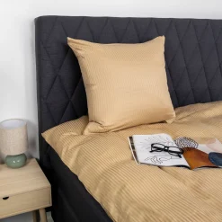 Dobbelt sengetøj 240x220 cm - Egyptisk bomuld - Beige jacquardvævede striber
