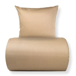 Dobbelt sengetøj 240x220 cm - Egyptisk bomuld - Beige jacquardvævede striber