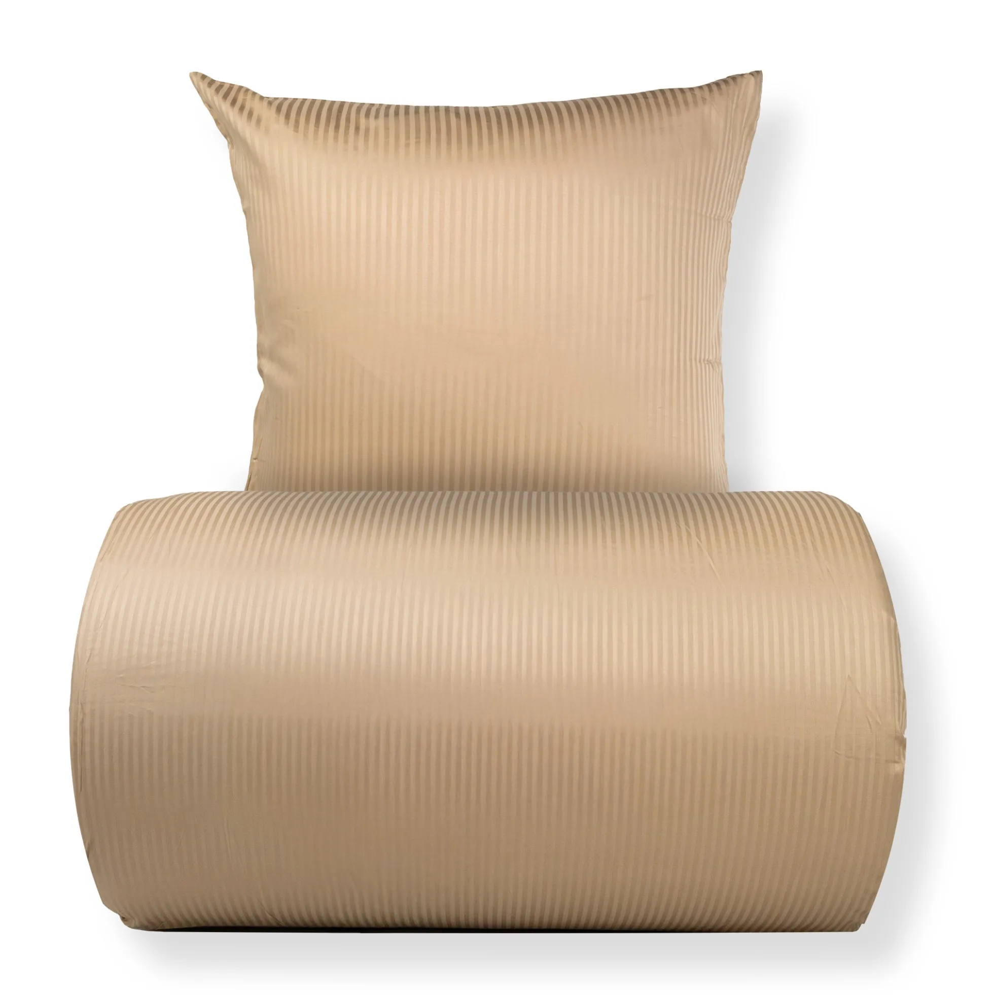 Dobbelt sengetøj 240x220 cm - Egyptisk bomuld - Beige jacquardvævede striber