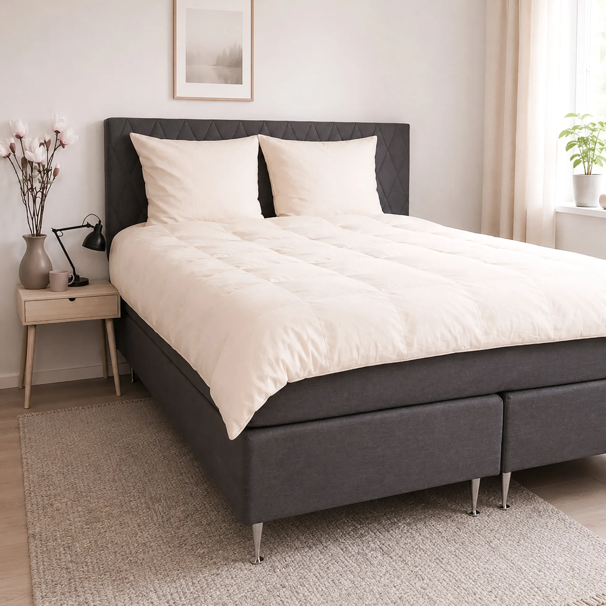 Dobbelt sengetøj 200x220 cm - Hør - Hvid