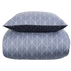 Dobbelt sengetøj 240x220 cm - Microfiber - Vendbart blåt harlekin print