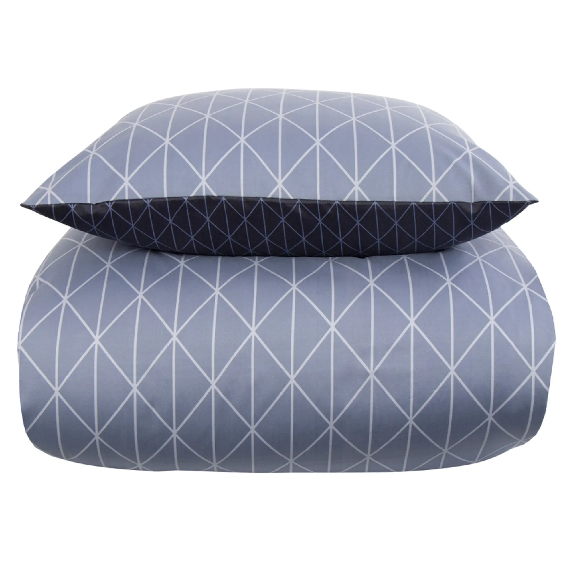 Dobbelt sengetøj 240x220 cm - Microfiber - Vendbart blåt harlekin print