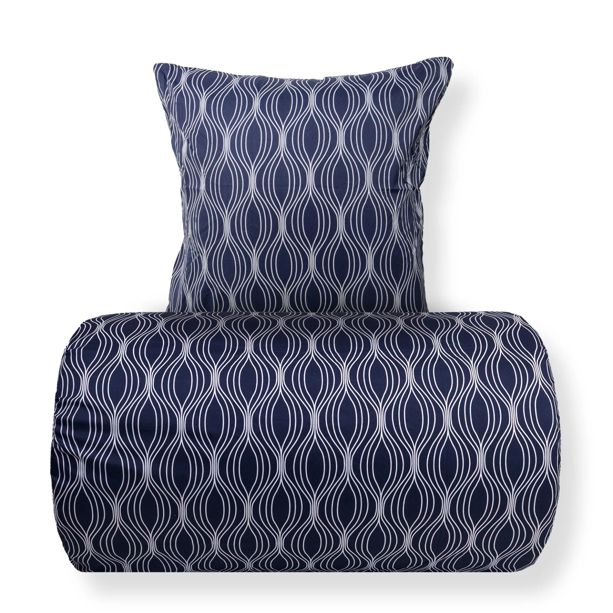 Dobbelt sengetøj 240x220 cm - Microfiber - Blåt wave print