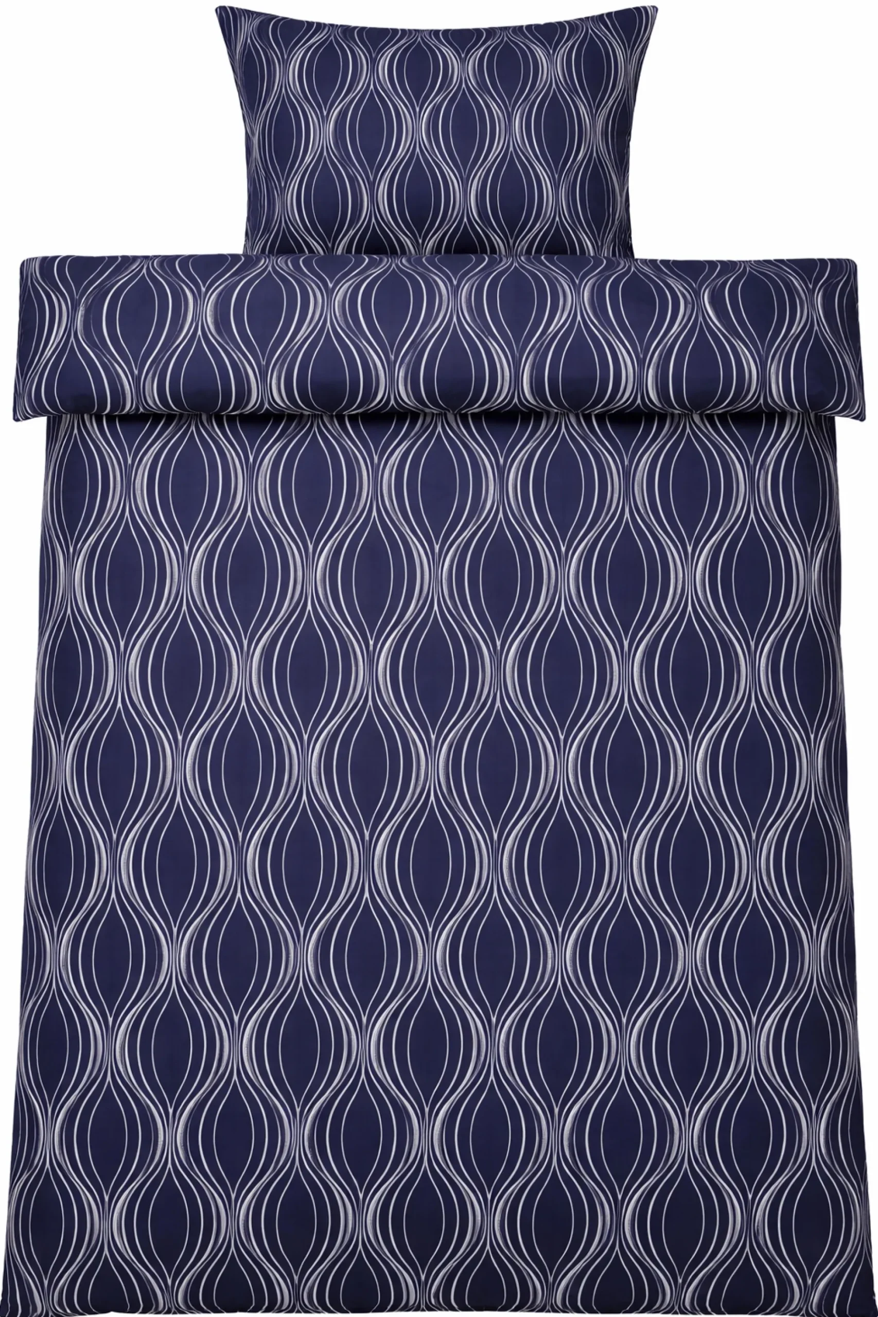 Dobbelt sengetøj 240x220 cm - Microfiber - Blåt wave print