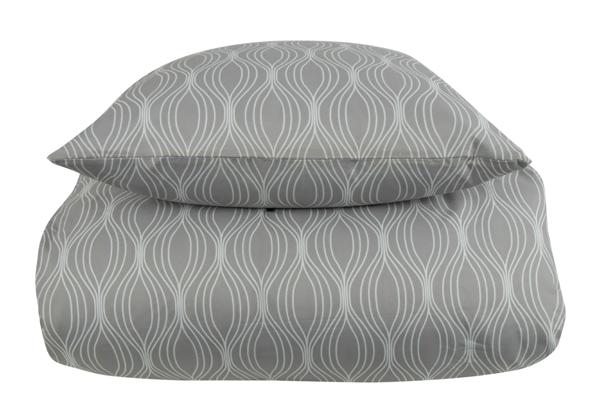 Dobbelt sengetøj 200x220 cm - Microfiber - Gråt wave print