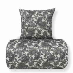 Dobbelt sengetøj 200x220 cm - Satin - Sandfarvet blomstret design