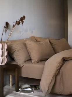 Dobbelt sengetøj 200x220 cm - Stonewashed - Høie of Scandinavia - Frøya Karamelbrun