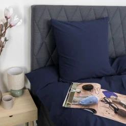 Dobbelt sengetøj 200x220 cm - Stonewashed - Firm deep blue