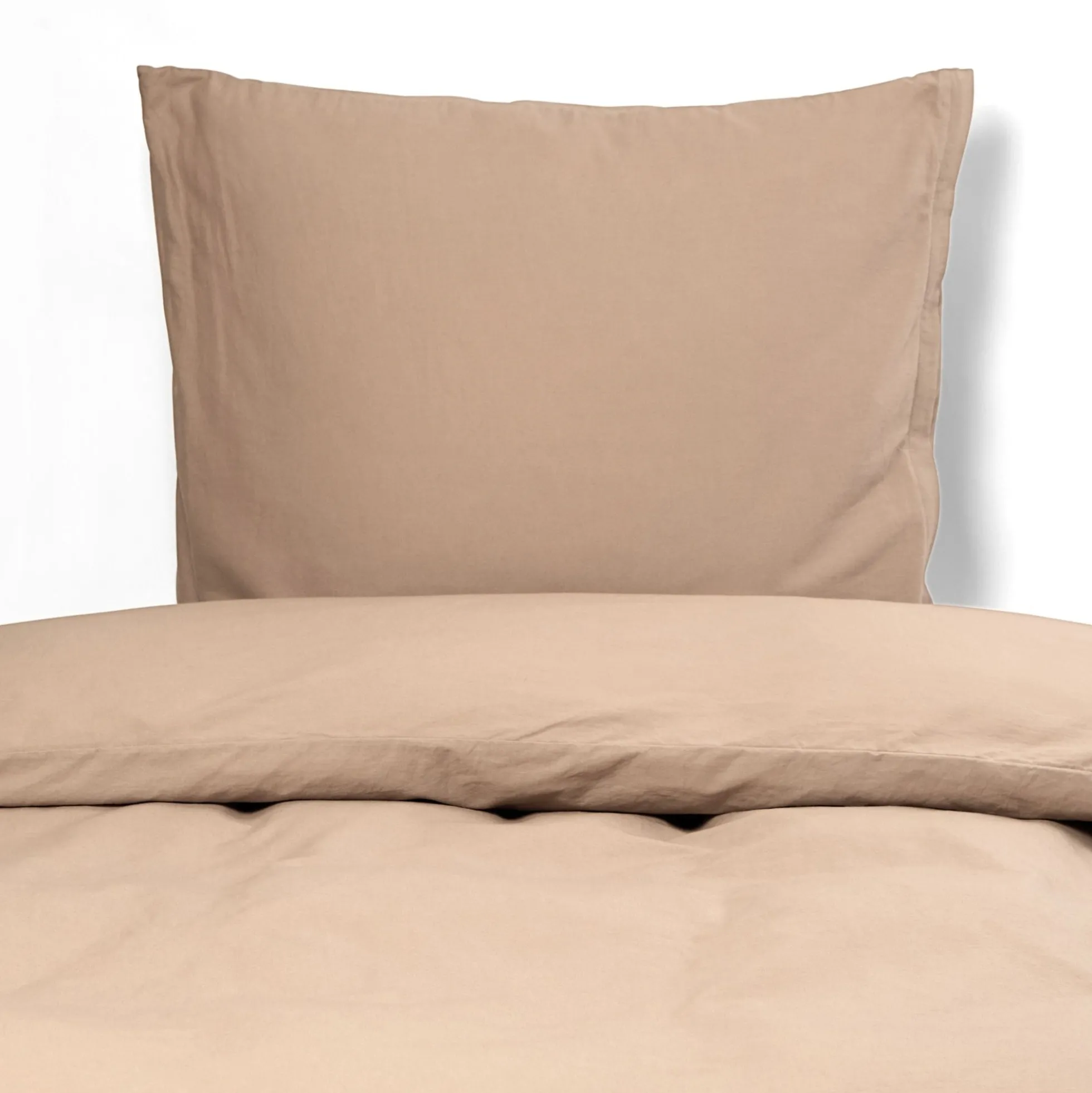 Dobbelt sengetøj 200x220 cm - Stonewashed - Firm brown