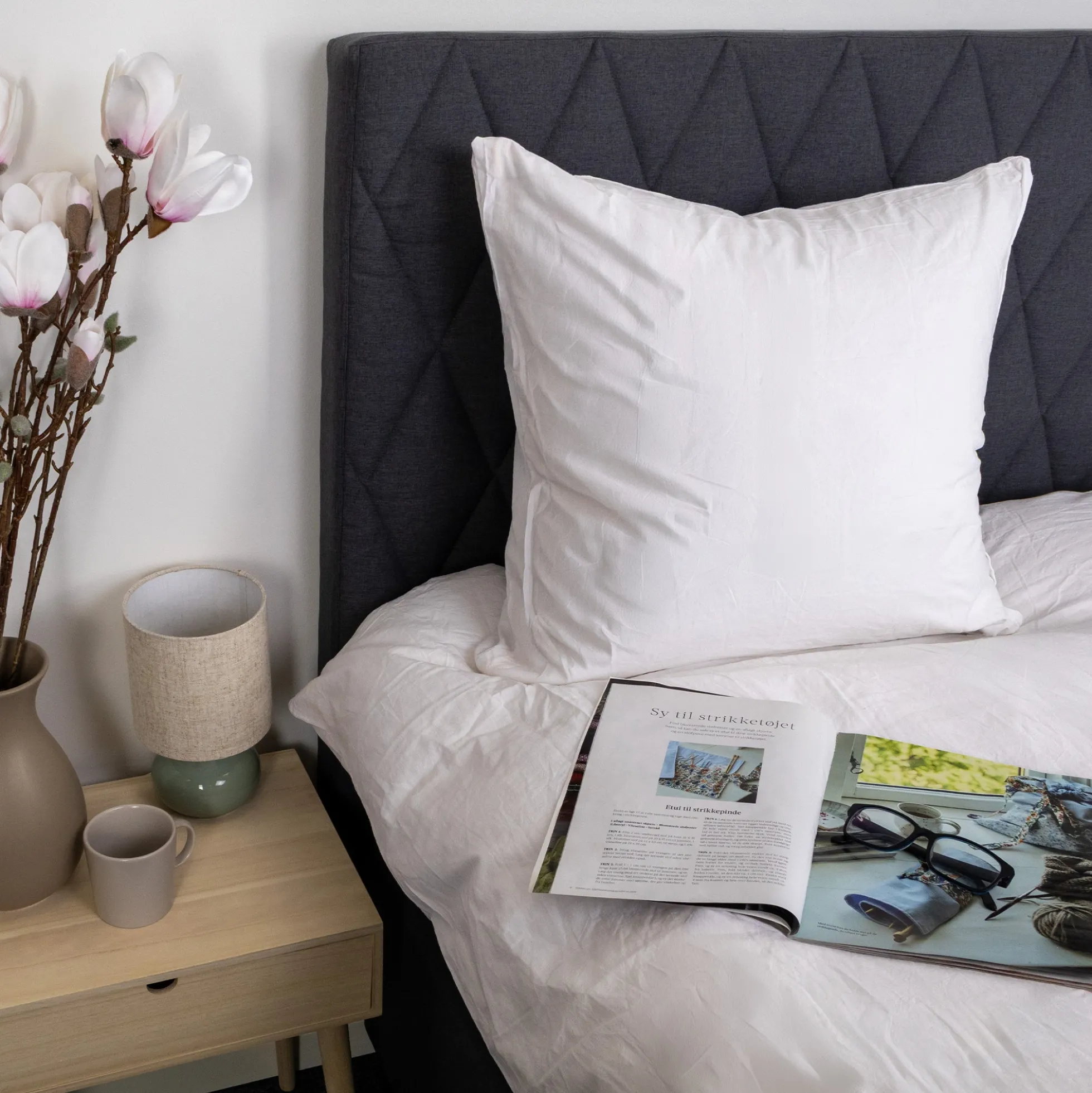 Dobbelt sengetøj 200x200 cm - Stonewashed - Firm white