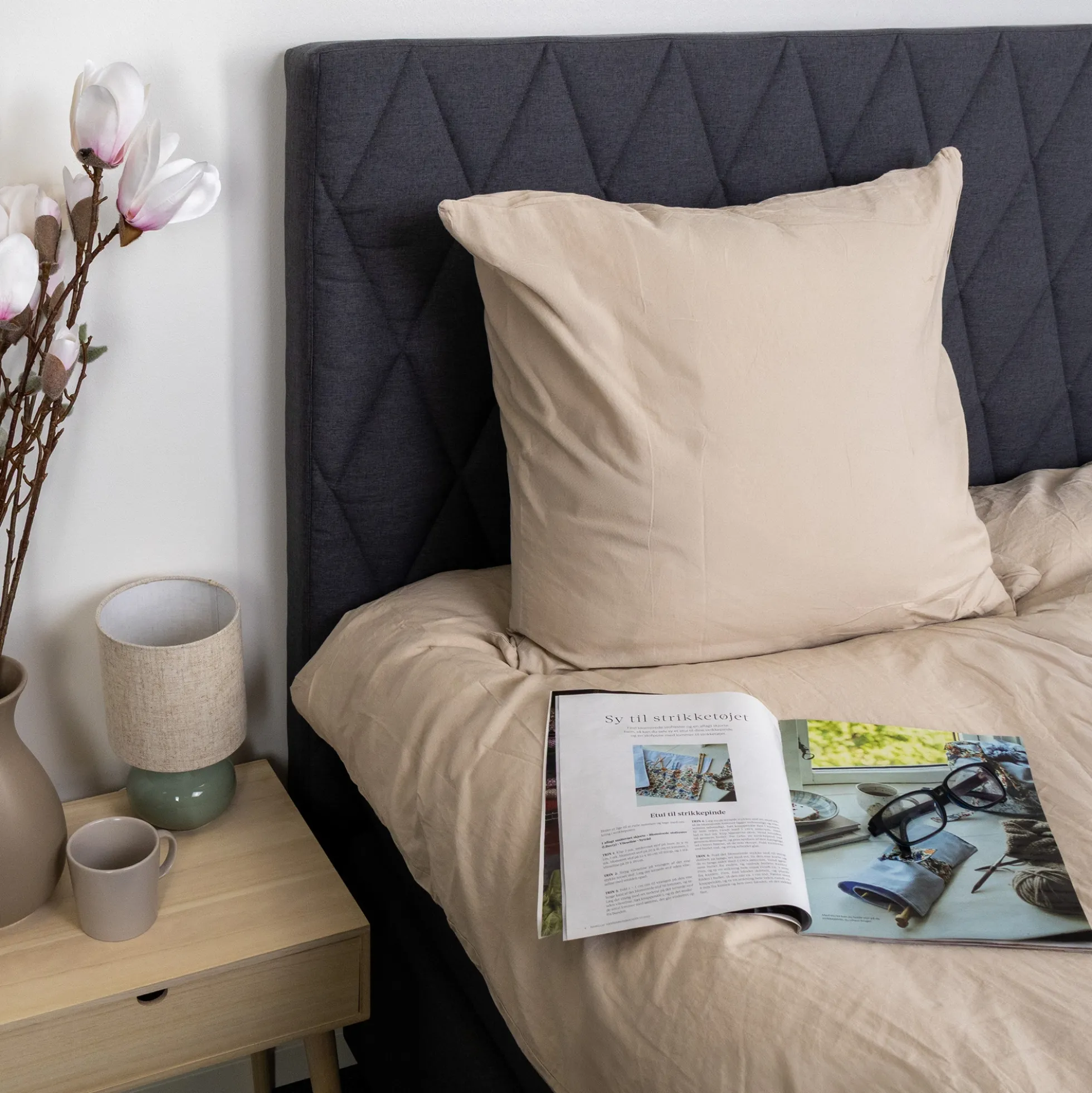 Dobbelt sengetøj 200x200 cm - Stonewashed - Firm sand