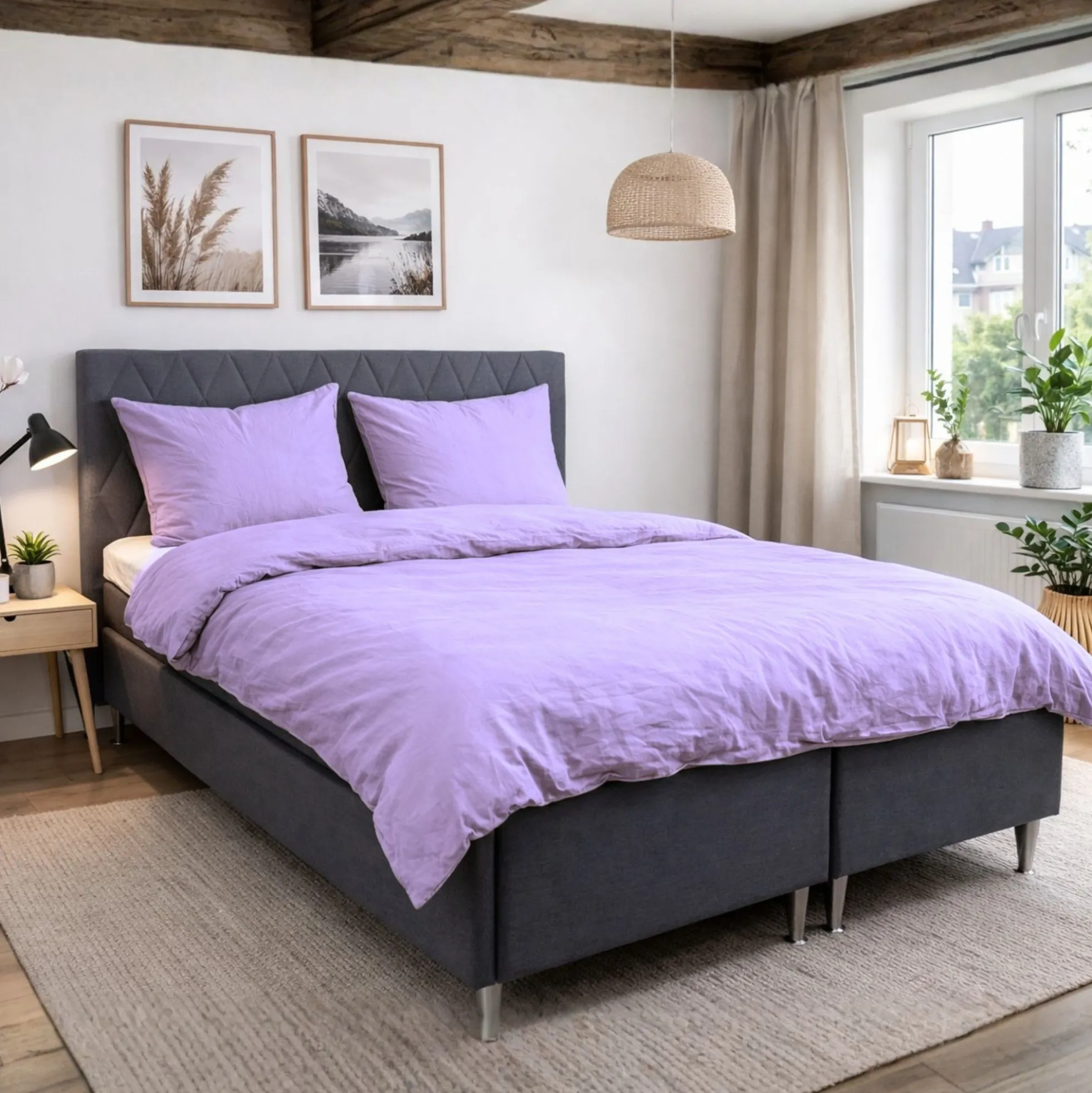 Dobbelt sengetøj 200x200 cm - Stonewashed - Firm purple