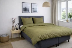 Dobbelt sengetøj 200x200 cm - Stonewashed - Firm green