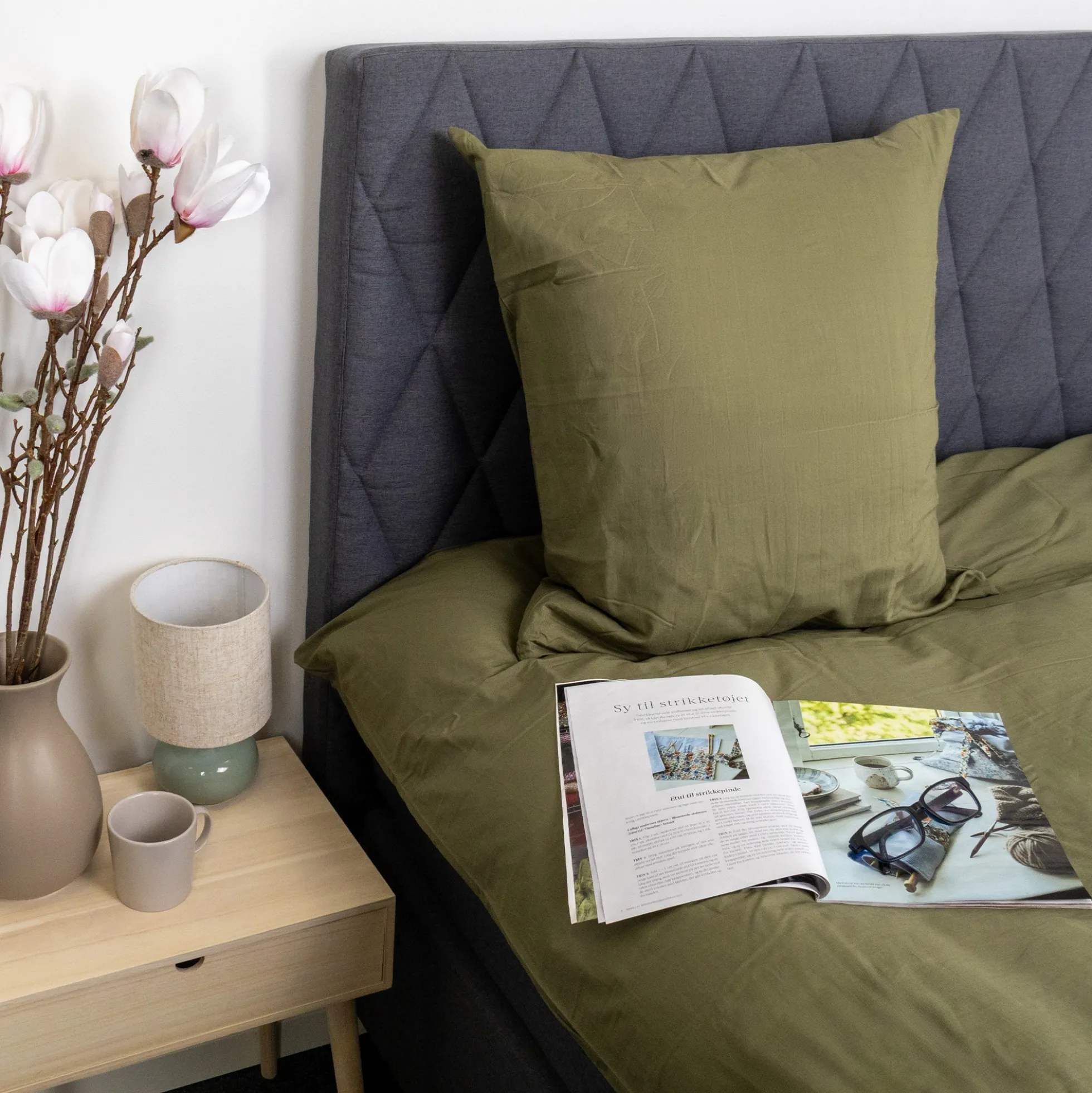 Dobbelt sengetøj 200x200 cm - Stonewashed - Firm green