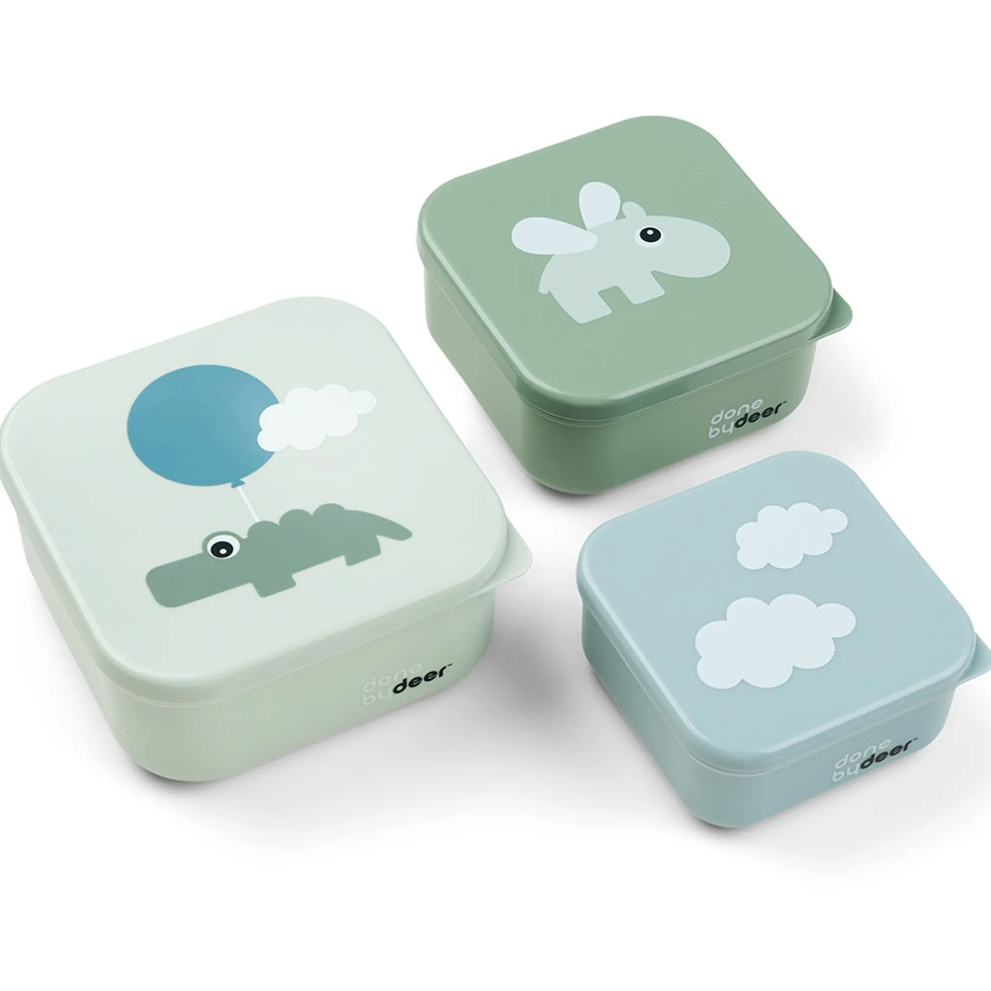 Done By Deer snack boks sæt 3 stk. - Happy Clouds - Grøn