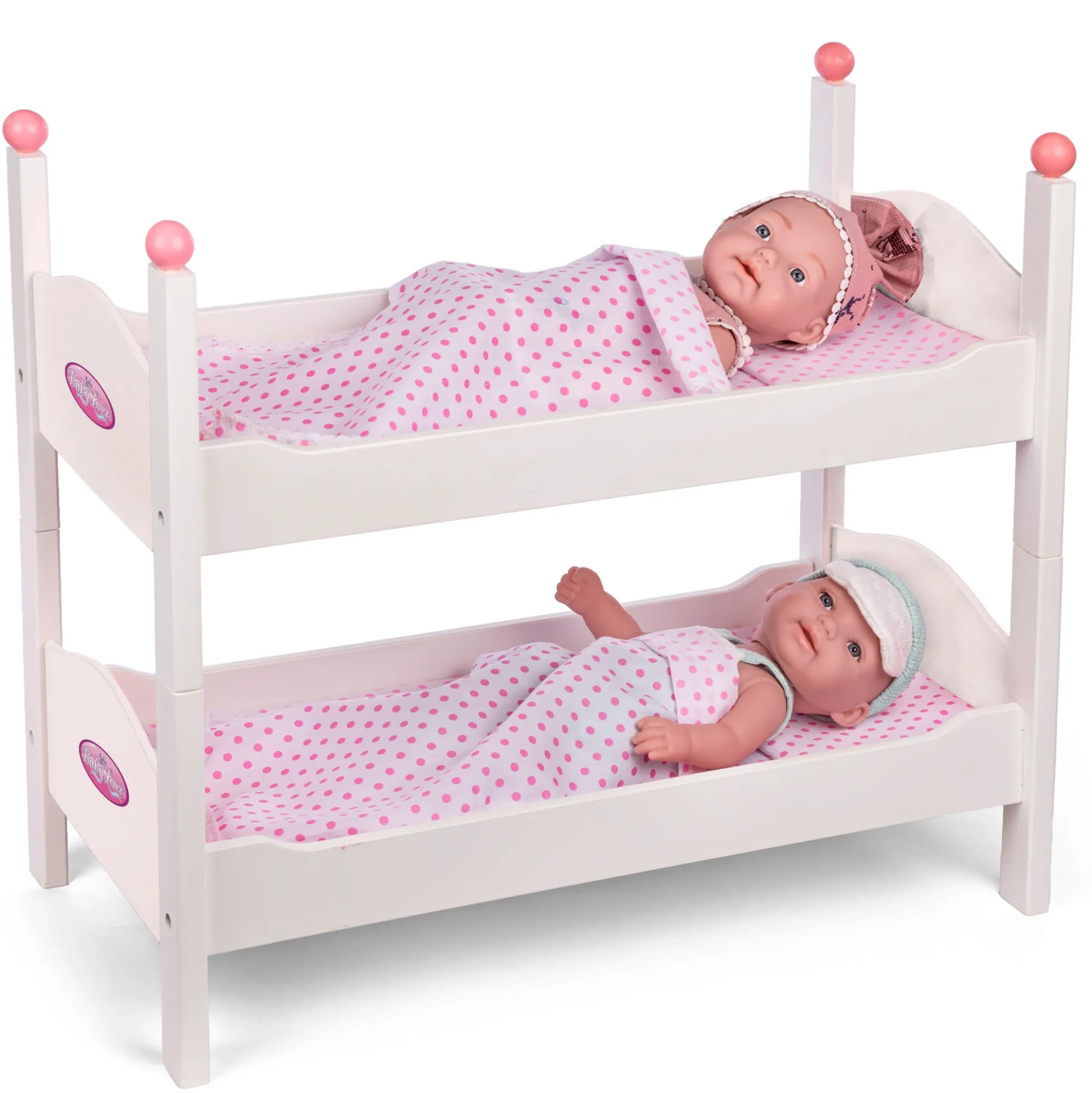 Dukke senge - Køjeseng i træ 51x43x27 cm - Passer til 30-40 cm dukker