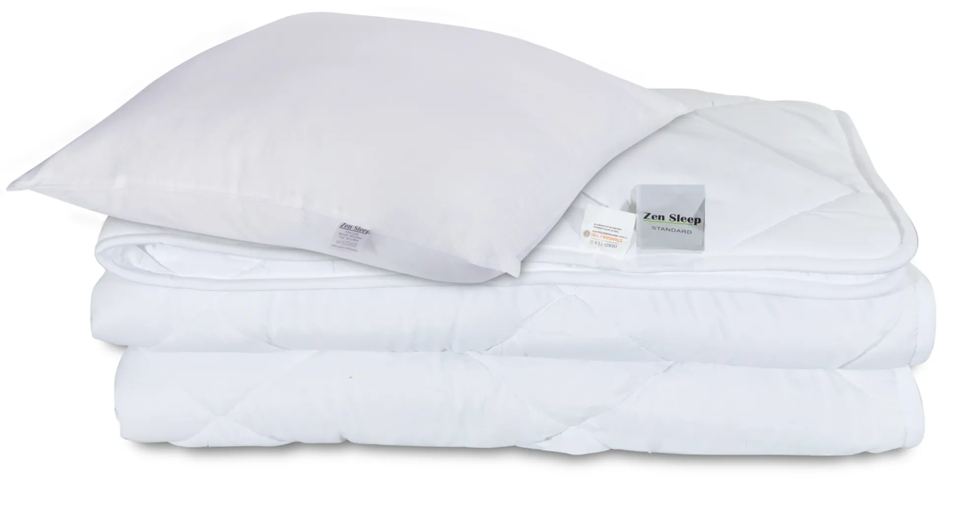 Dyne og pudesæt - Helårsdyne 150x210 cm + pude 50x60 cm - Fiberdyne - Zen Sleep allergivenlig dyne og pude