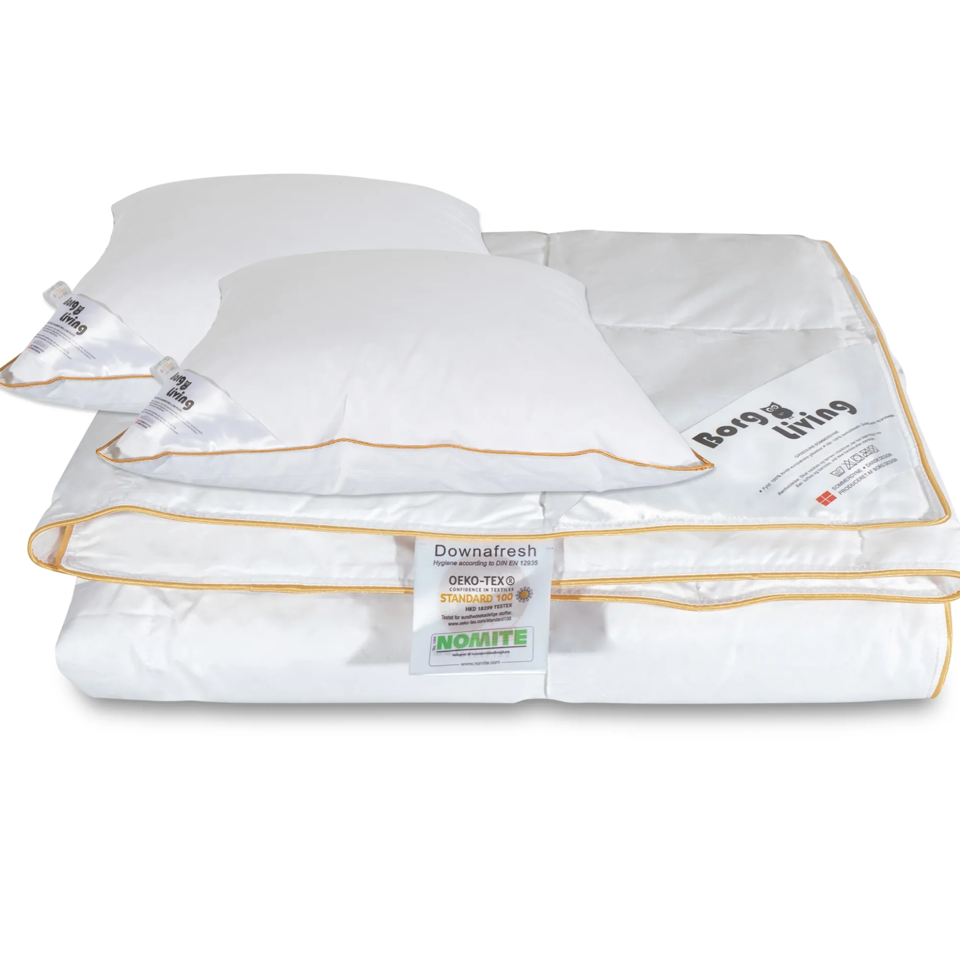 Dyne pude sæt - Sommerdyne 240x220 cm + 2 puder med gåsedun - Sommer gåseduns dyne og pude sæt - Borg Living