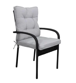 Eksklusiv havehyndepakke til havestol 4 stk. - Ekstra bløde 7 cm tykke luksus hynder - Moderne button design grå stolehynder - UV beskyttet Nordstrand Home hynder