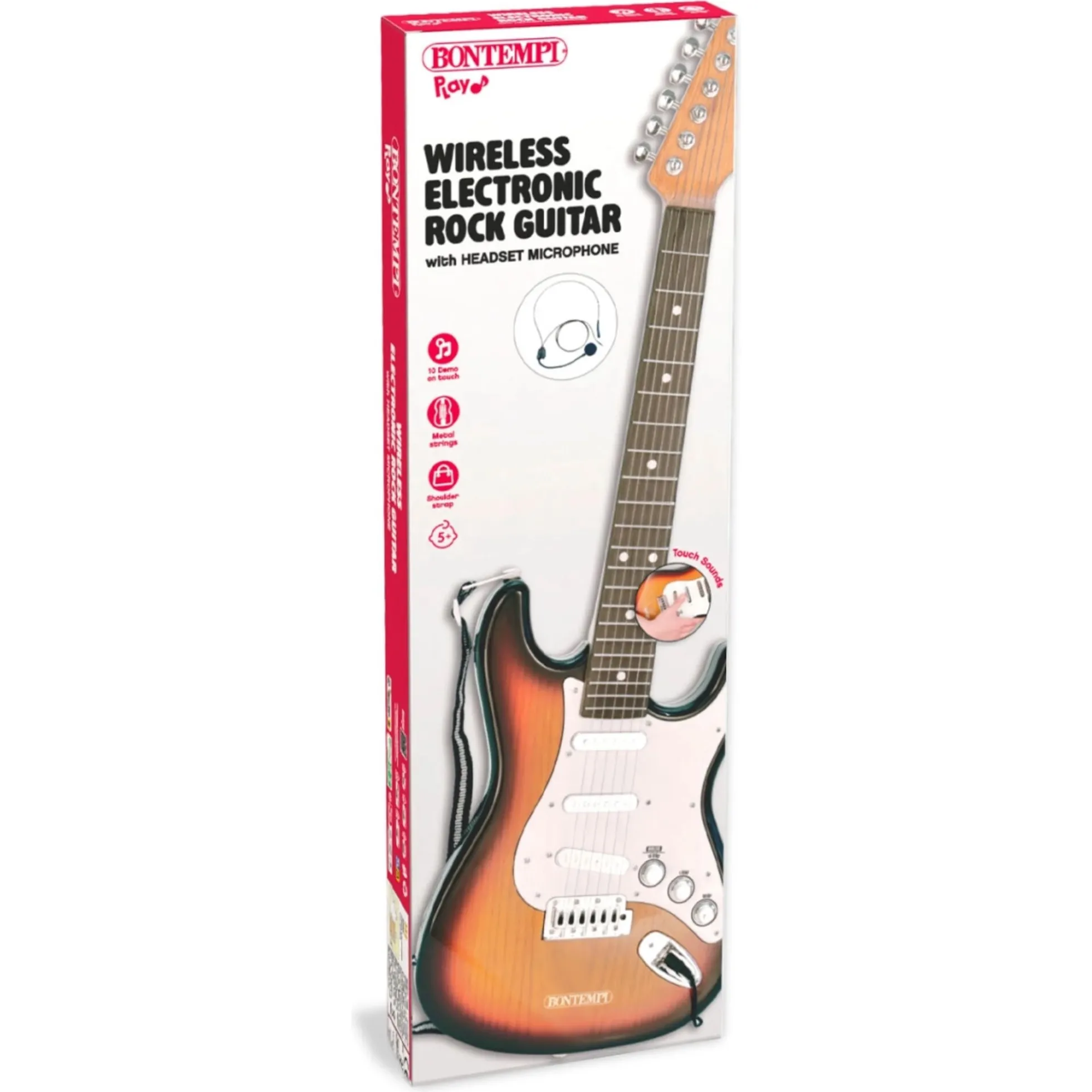 Elektrisk rockguitar med headset og skulderrem til børn - 67 cm - Bontempi musiklegetøj