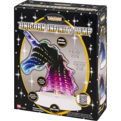 Enhjørning infinity lampe med farveskiftende LED-lys - 19x15 cm