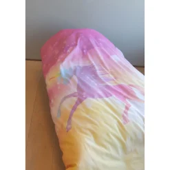 Enhjørning sengetøj - 100% bomuld - Børnesengetøj 140x200 cm - Lyserød og gul