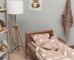 Enhjørning sengetøj - 100% bomuld - Junior sengetøj 100x140 cm - Rosa med enhjørninger