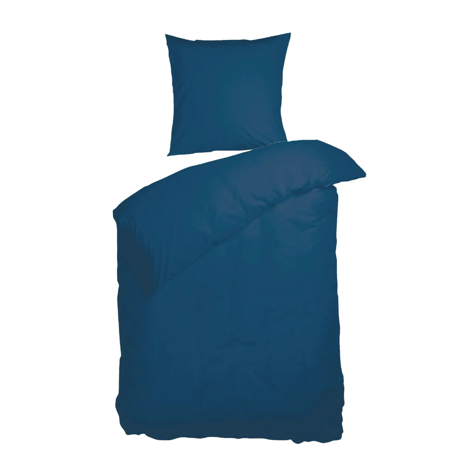 Ensfarvet sengetøj 140x220 cm - Blåt sengesæt - 100% GOTS økologisk bomuld - Kelly Uni Blue - Nordisk Tekstil sengelinned