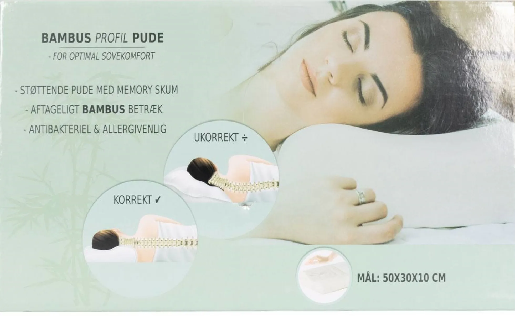 Ergonomisk bambus pude - Nakkepude i memory skum - Zen Sleep