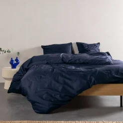 Essenza sengetøj - 140x220 cm - 100% bomuldssatin sengesæt - Minte Nightblue sengelinned